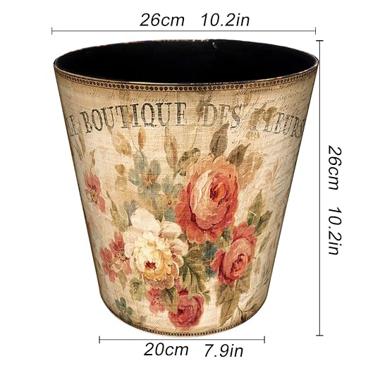 10L Wastebasket Retro Decorative Trash Can Waterproof PU Leather Wastebasket Without Lid for Kitchen, Office, Living Room, Bedroom