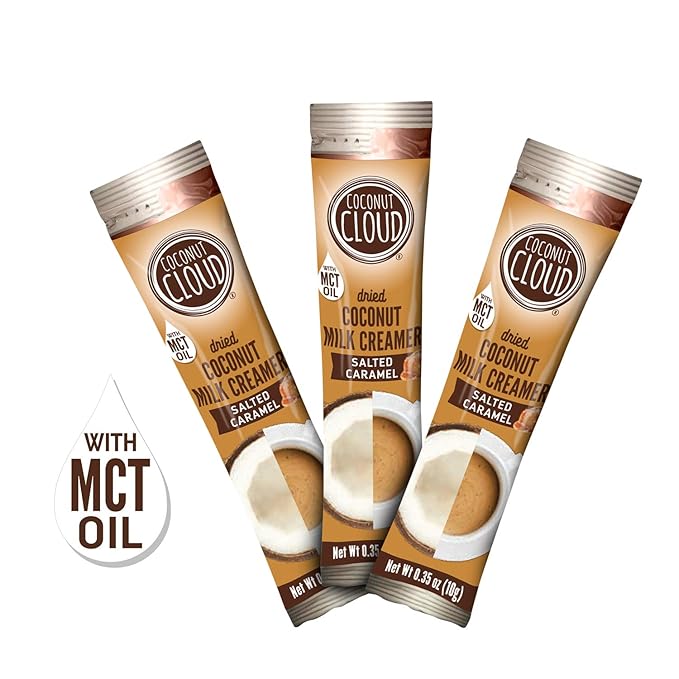 Coconut Cloud: Dairy-Free Coffee Creamer | Minimally Processed, Shelf Stable. Made from Coconut Powdered Milk. | Vegan, Gluten Free, Non-GMO. (Home, Office, Travel), Creamers (Salted Caramel - 20 Sticks)