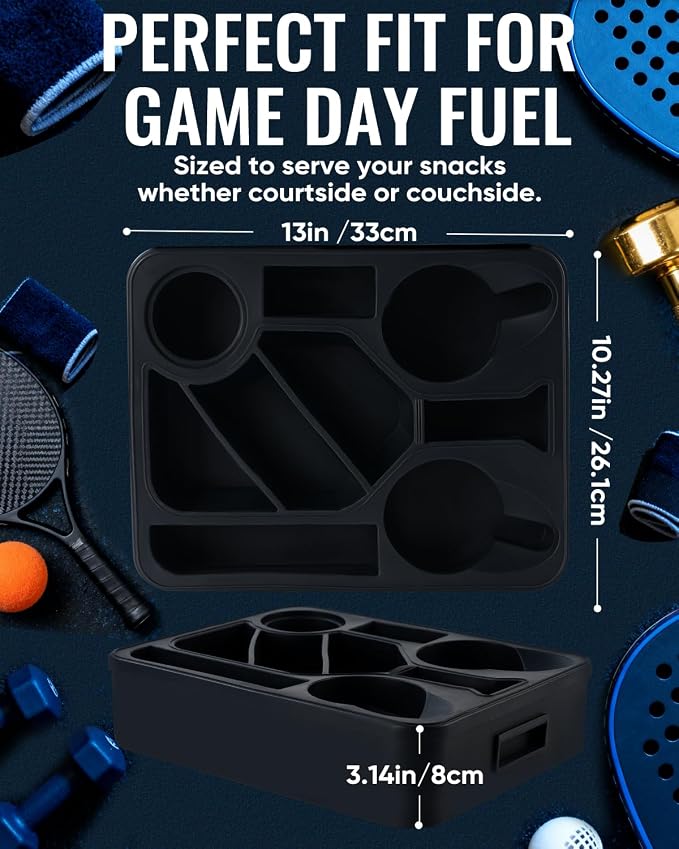 Couch Cup Holder Tray Dual Cup Silicone Snack & Drink Organizer – Waterproof Anti-Slip Large Couch Caddy Tray for Sofa Bed Car Camping, Dishwasher Safe No Spill Drink & Snack Couch Tray