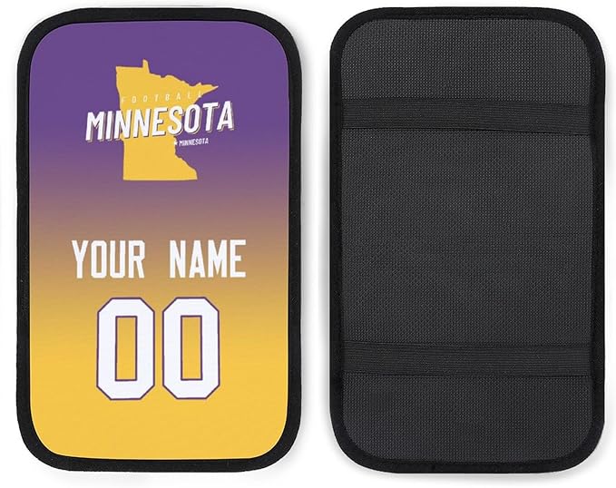 Custom Football Car Armrest Covers Universal Auto Center Console Pad Car handrail Box Cushion Personalized Add Name & Number Fans Gift Fit Suit for SUV Truck Sedan Van