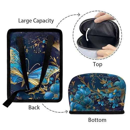 Moon Blue Butterfly Car Trash Can Organizer Accessory Leak Proof Large Capacity Car Garbage Bag with Lid,Hanging for Back/Front/Console，Butterfly Car Interior Accessory