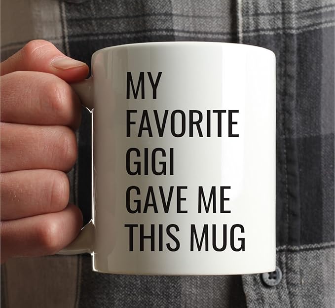 Andaz Press 11oz. Funny Coffee Mug Gag Gift, My Favorite Gigi Gave Me This Mug, 1-Pack, Grandson Granddaughter Birthday Christmas Sarcastic Humor Gift Ideas
