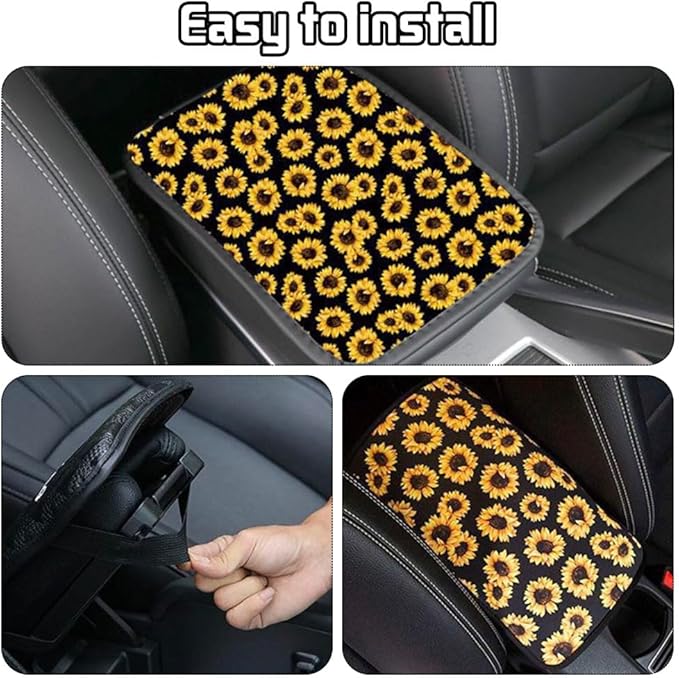 BAOZOON 3 Pcs Sublimation Auto Center Console Armrest Cover Blanks Car Center Console Cushion Pad Seat Box Cover Protector Neoprene Car Armrest Pad for Car Seat Handrail Box