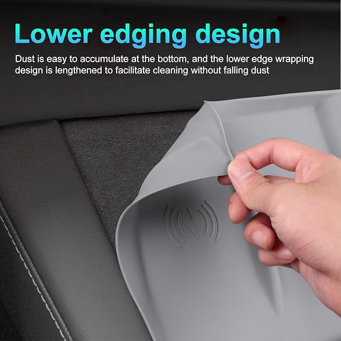 for 2024 Tesla Model 3 2025 Model Y Wireless Charging Anti-Slip Mat Silicone Protective Pad for Tesla Accessories (Grey)