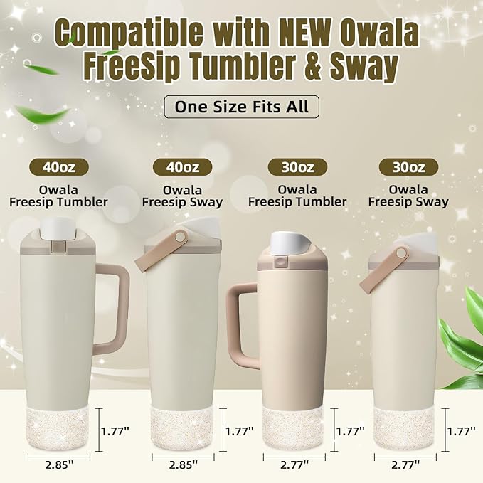 2PCS Silicone Boot Compatible with Owala 30oz & 40oz FreeSip Sway Bottles & Tumblers, Protective Anti-Slip Bottom Cover Sleeve for Freesip Sway Tumbler