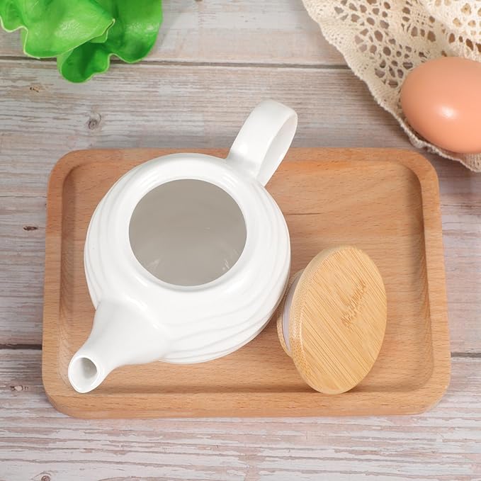 Luxshiny Milk Creamer Jug: 10.5oz Ceramic Sauce Dispenser, White Water Ripple Coffee Creamer Pitcher with Handle and Lid