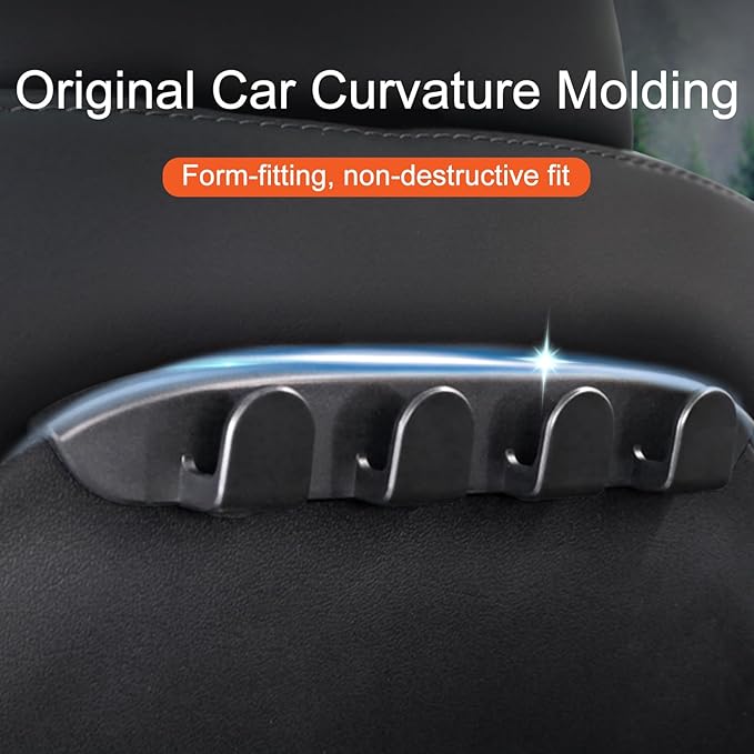 2PCS Seat Back Hooks for Tesla Model 3 Model Y 2017-2026, Car Coat Hanger Headrest Clothes Hanger Bags Hook Holder Portable Storage Luggage Hooks for Tesla (Black)