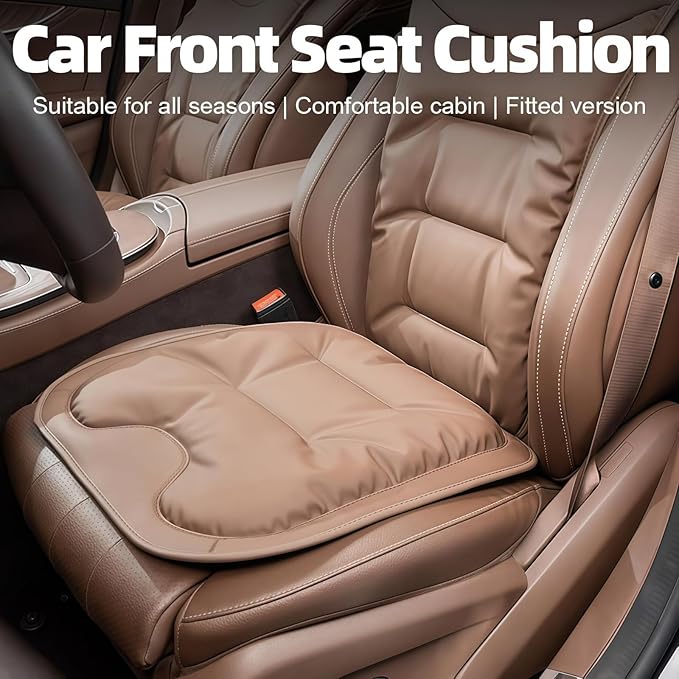 Car Seat Cushion, 2025 New Skin-Friendly Leather Seat Cushions, Breathable Dirt-Repellent Memory Foam Pad for Most Auto & Office Chairs (Red)