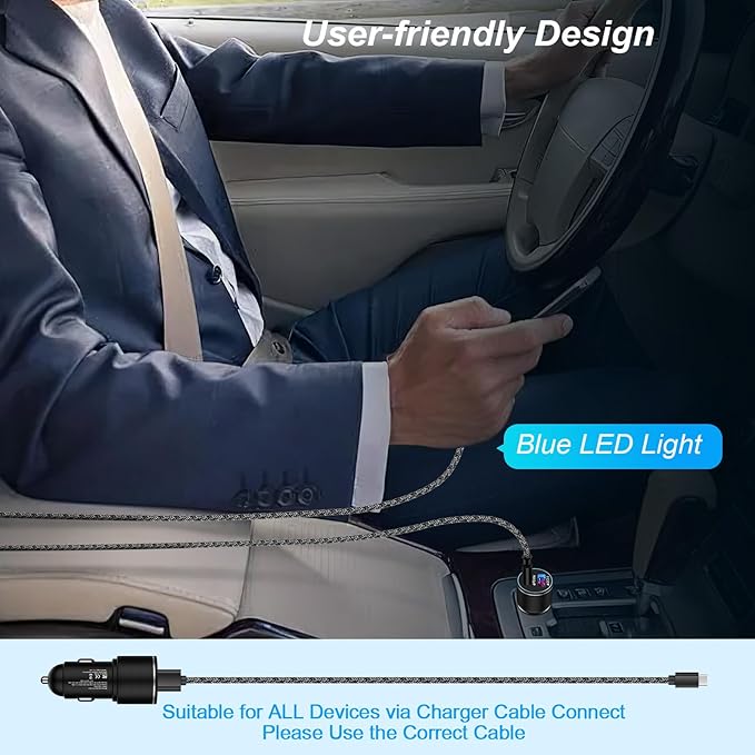 48W USB C Car Charger, All Metal 12V USB Outlet PD & QC 3.0 Fast Charge iPhone Car Charger Adapter Type C Flush Fit Car Plug for iPhone 17 16e 16 15 14 13 12 11 Pro Max SE XR,Samsung S26 S25 S24 A17