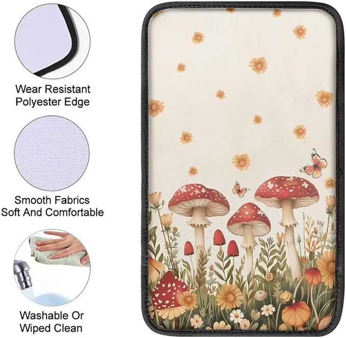 Cute Mushroom Arm Rest Cover Car Protector Car Armrest Cushion Vehicle Armrest Cover Accessories Protect from Pet Claws Auto Center Cover Universal Fit