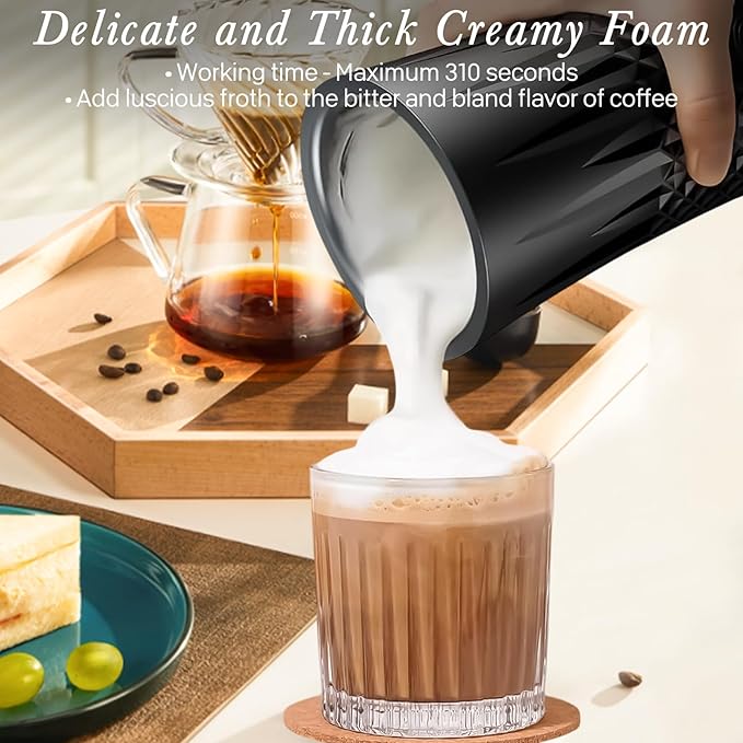 Milk Frother and Steamer,Hot and Cold Foam Maker and Milk Steamer Function 4 In 1, Automatic with Smart Temperature Control for Coffee, Latte,Christmas Gift for Cappuccino and Macchiato Accessories