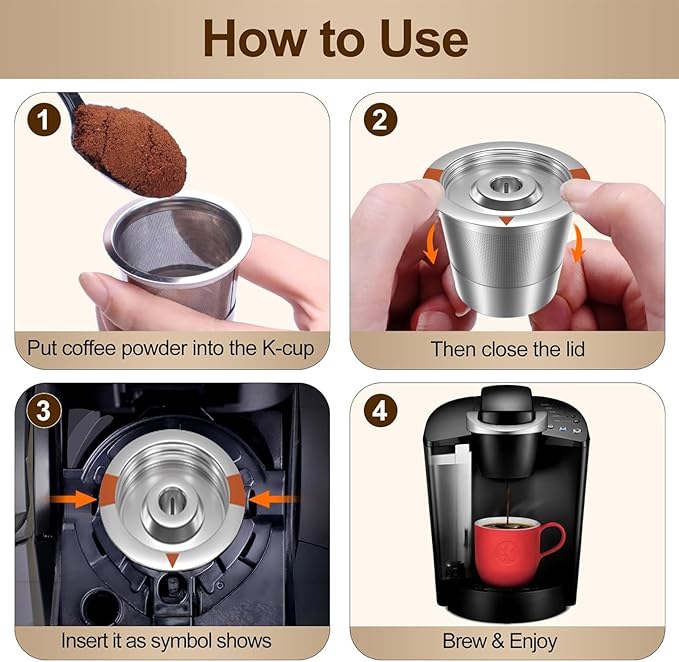 Reusable K Cups Coffee Pods for Keurig: Full Stainless Steel Refillable K Cups Coffee Filter Compatible 1.0 and 2.0 Coffee Makers-brewers (1Pack)
