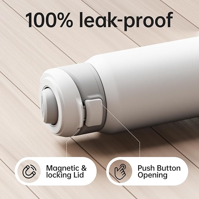 64oz Insulated Magnetic Water Bottle - Stainless Steel Vacuum Flask with MagSafe Compatible Phone Holder Keeps Drinks Cold for 24 Hours Water Jug for Gym and Outdoor Activities（White)