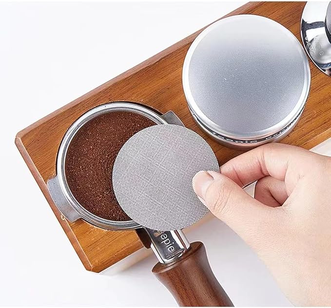 2 Pcs 58mm Espresso Puck Screen Stainless Steel, 1mm Thickness Reusable Coffee Filter Mesh Plate for Espresso Portafilter Filter Basket (58mm,150μm)