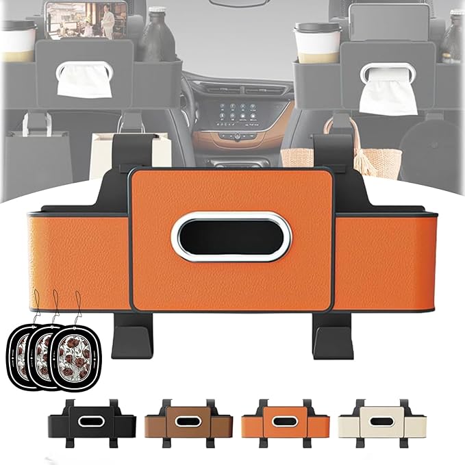 3-in-1 Car Backseat Organizer with Cup Holder, 2026 New Car Organizers and Storage, Multifunctional Back Seat Car Organizer for Hold Phones, Snacks, Drinks, and Handbags (Orange)