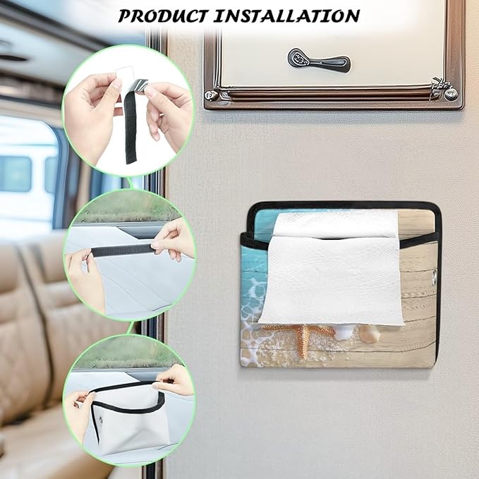 Renewold Plank Starfish Seashell Car Organizer Bag for Console Door Seat Backrest Multifunctional Pouch for Vehilce Home Office Car Pocket Organizer Auto Storage Holder for Phones Glasses Keys Cards
