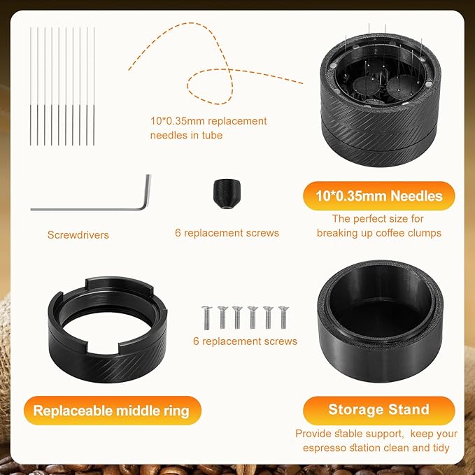 BIRIYANI WDT Tool Espresso V3-58MM Espresso Distribution Tool, Geared Spinning Espresso Needle Stirrer, Espresso Accessories