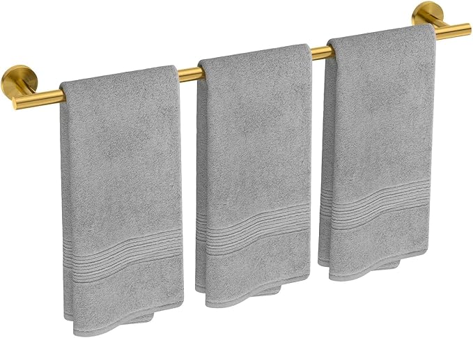 USHOWER Brushed Gold Bath Towel Bar, 30-Inch Towel Racks for Bathroom Wall-Mounted, SUS304 Stainless Steel Towel Rod (Total Length 32-Inch)