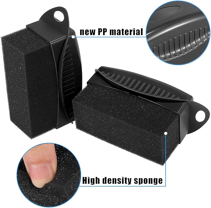 BESULEN 2 Pcs Tire Contour Dressing Applicator, Car Wheel Dressing Shine Sponge with Lid, Polishing Sponge Wax Buffing Pads for Auto, Foam Brush with Cover, Automotive Cleaning Accessories (Black)