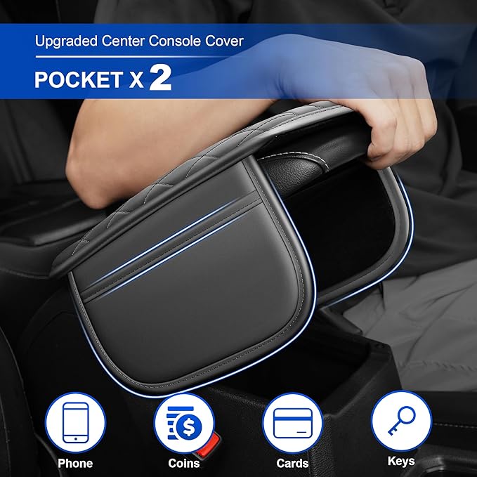 Car Center Console Cover Custom Fit for Subaru Forester Leather Car Armrest Cover with 2 Storage Armrest Storage Box Cover Pad (Gray)