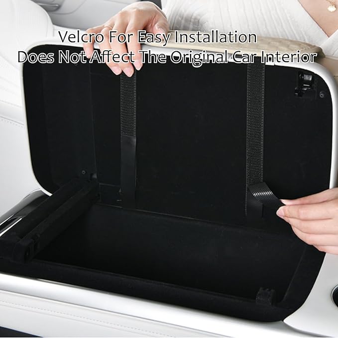 Car Center Console Armrest Pad, Arm Rest Box Cushion with Ergonomic Height Boost, Storage Pockets, Built-in Tissue Box, Cupholder, Fit for Most Sedan Vehicles (Embossing Checkerboard, Burgundy)