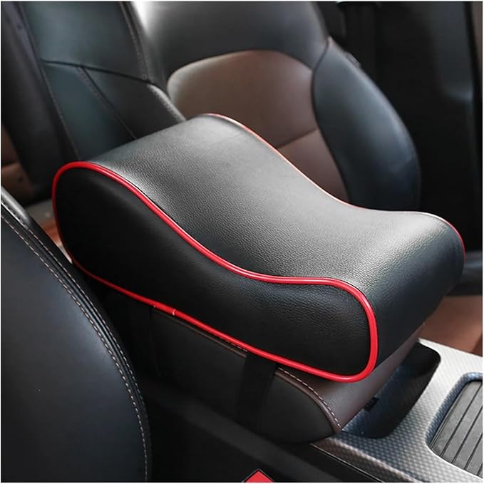 Center Console Cover, Car Center Console Armrest Cushion With Storage Pouch Multifunctional Car Armrest Box Lift Pad Memory Foam Vehicle Pillow Cover(Red)