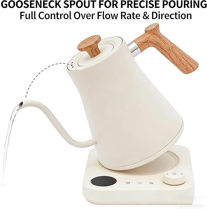 Gooseneck Electric Kettle, Electric Kettles, 1200W, 0.9L Stainless Steel Temperature Control Kettle, Precise Temperature Control for Pour-Over Coffee & Tea Brewing for Pour Over Coffee, Brew Tea
