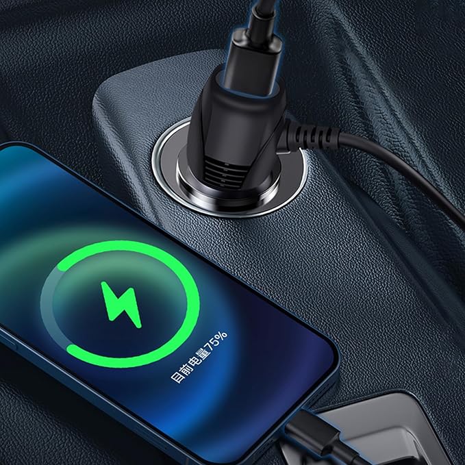 12V-24V Cable Interface-USB Port Auto Car Charger Cigarette-Adapter Lighter For Dash-Cam DVR Charging With 340cm Cable Charging Cable Organizer-travel Case-magnetic Fast Charging For Multiple Devices