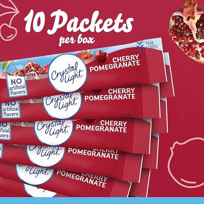Crystal Light Antioxidant, Natural Pomegranate Cherry Drink Mix, 10 ct
