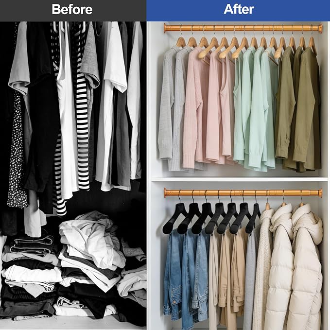 17 to 84 Inch Closet Rods for Hanging Clothes with Screwdriver, Stepless Adjustable Closet Rod Heavy Duty, 1.3 Inch Clothes Hanging Rod Metal Closets Pole Bar for Wardrobes Laundry Bathroom RV Natural