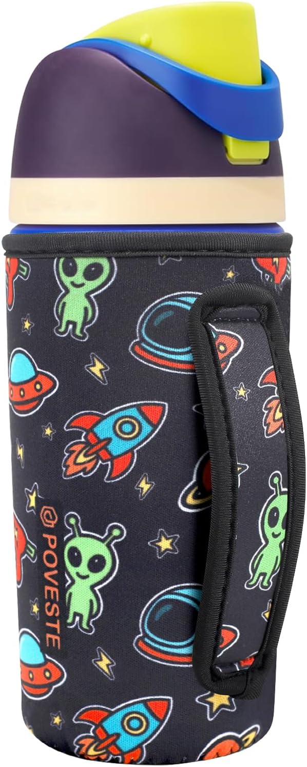 Water Bottle Sleeve with Handle for Owala Kids FreeSip 16 oz, Water Bottle Scratch Resistant Sleeve, Neoprene Cover Compatible with Owala 16 oz for Boys Girls to School Travel