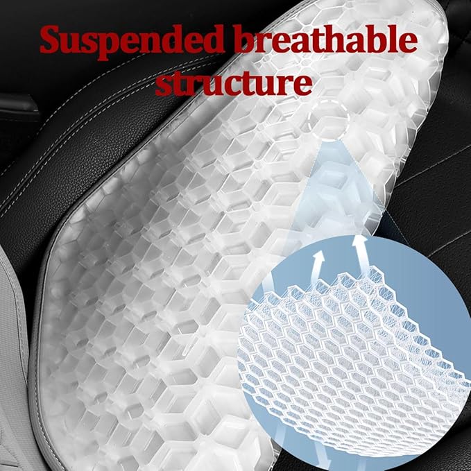 Gel Car Seat Cushion, Soft Cooling Honeycomb Non-Slip Vehicle Seat Bottom Mat for Long Sitting, Breathable Automotive Interior Chair Pad to Reduce Sweat, Universal for Truck SUV RV (Pink)
