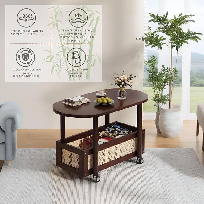 Small Coffee Bar Cart with Storage, Coffee Table Station Organizer, 2-Tier End Table for Home Buffets & Sideboards, Office Station for Kitchen, Entryway, Living Room(60x58cm(23.6x22.8))