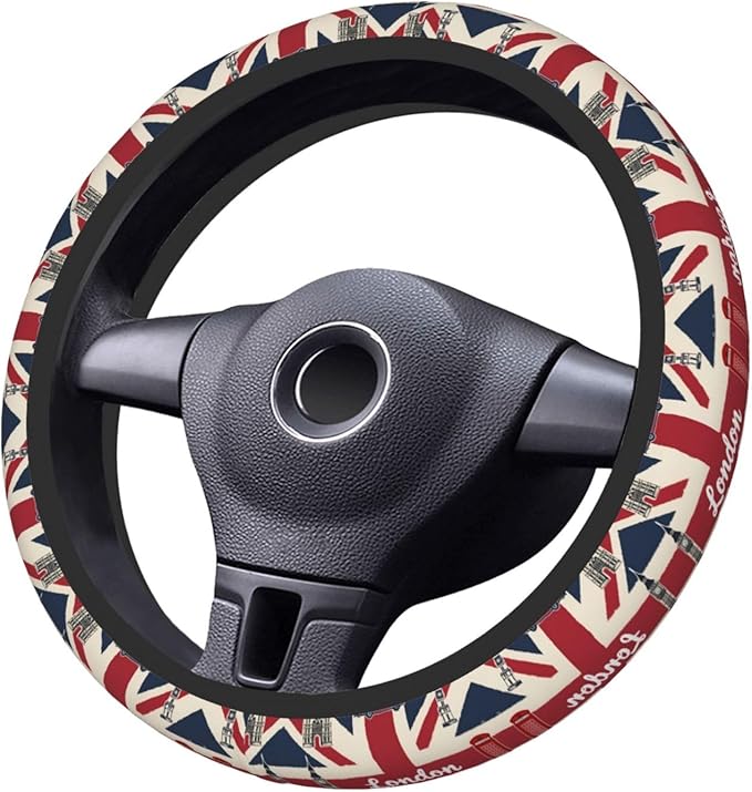 Neoprene Steering Wheel Cover The British Flag Print Car Steering Wheel Cover Universal Fit for Most Cars