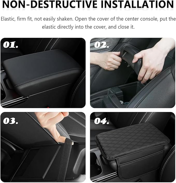 Car Center Console Cover for Honda CRV 2017 2018 2019 2020 2021 2022, Universal Waterproof Leather Armrest Box Pad Armrest Cover Cushion Interior Accessories with 2 Storage Bags,D/Gray