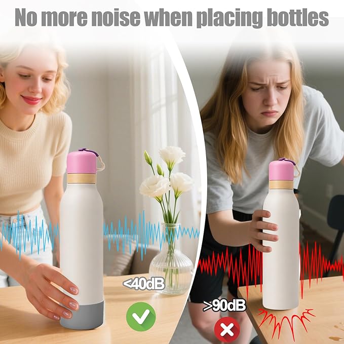 Mity rain 2PCS Silicone Boot for Owala FreeSip Twist Water Bottle, Anti-Slip, Noise-Reducing,Prevents Scratches(18oz Gray)