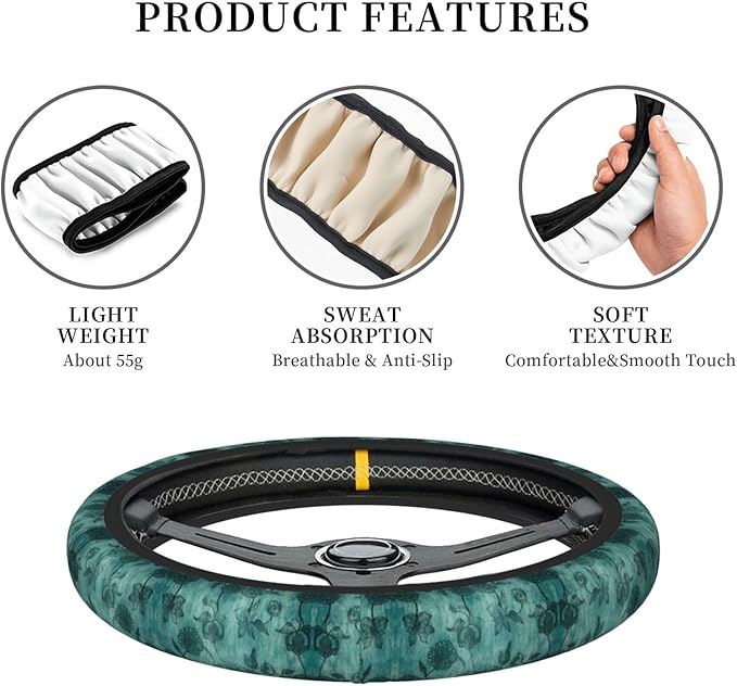 Bohemian Pattern Universal Fit Steering Wheel Cover for Car, Truck, and SUV, Durable Steering Wheel Protection