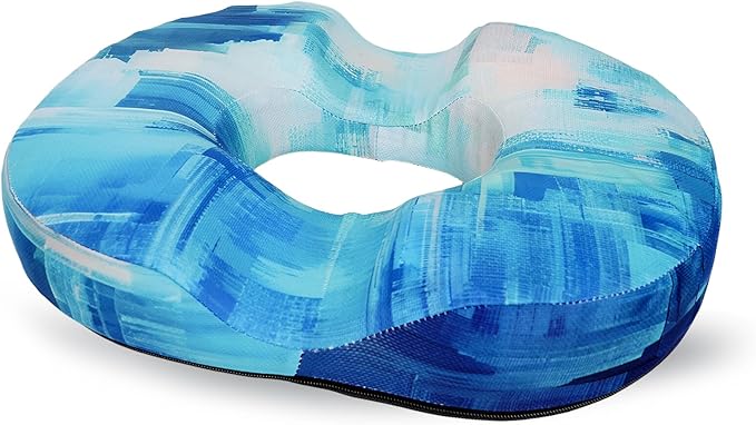 Donut Pillow for Hemorrhoids Seat Cushion for Tailbone Pain Relief - Blue Home Office Chair Cushion for Long Sitting Work - Memory Foam Car Seat Cushions for Driving Butt Pain Pressure