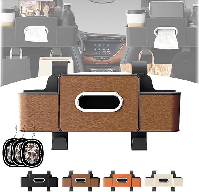 3-in-1 Car Backseat Organizer with Cup Holder, 2026 New Car Organizers and Storage, Multifunctional Back Seat Car Organizer for Hold Phones, Snacks, Drinks, and Handbags (Brown)
