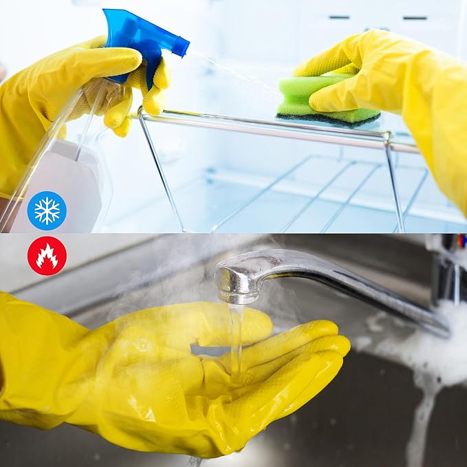 Disfore Rubber-Gloves Dishwashing Gloves for Cleaning-Kitchen - 2 Pairs Long Household Cleaning Gloves for Washing Dishes