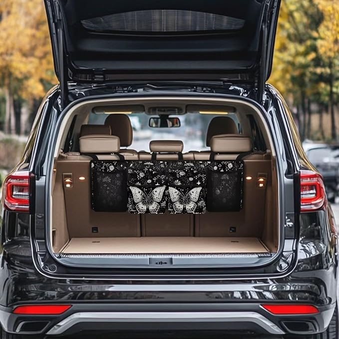 Stars Butterfly Trunk Hanging Storage Bag Floral Flowers Car Storage Organizer for SUVs & Sedans Trunk Organizer Car Women