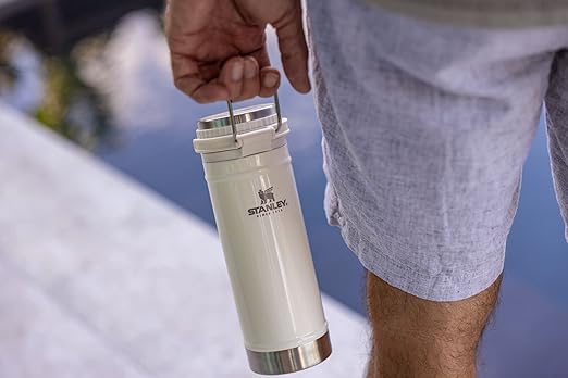 STANLEY Travel Mug with Integrated French Press 16 oz | 5 Minute Brew, 4 Hours Hot, Leakproof Lid | Mesh Filter for Coffee Grounds | Insulated Stainless Steel Coffee Maker | BPA-Free | Cream Gloss