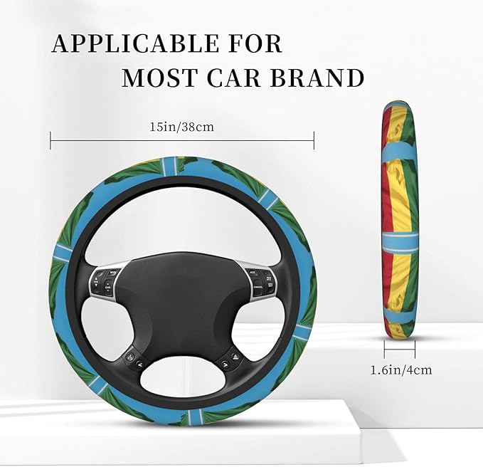 Ethiopian Flag Universal Fit Steering Wheel Cover for Car, Truck, and SUV, Durable Steering Wheel Protection