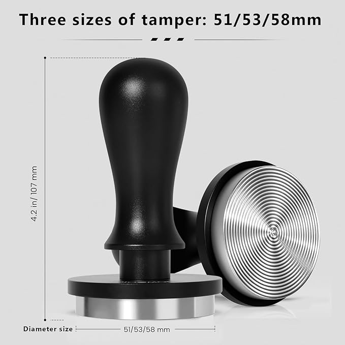 51mm Espresso Tamper – Spring Loaded Coffee Tamper Tool with 30lbs Pressure, Stainless Steel Flat Base for 51mm Portafilter Basket, Barista Accessories