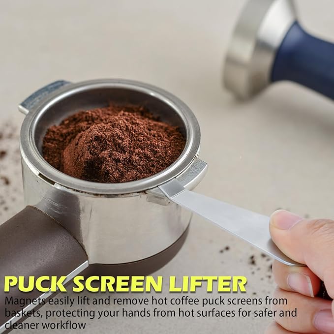 Filter Basket Remover and 2 Magnets, Stainless Steel Tool for Portafilter Basket and Puck Screen Removal, Coffee Accessories