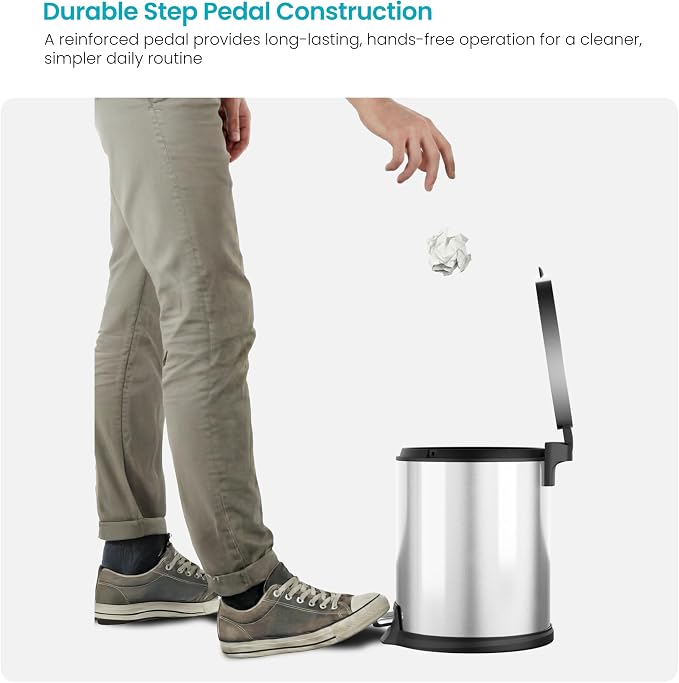 Home Zone Living 1.3 Gallon Small Trash Can with a Step Pedal Lid