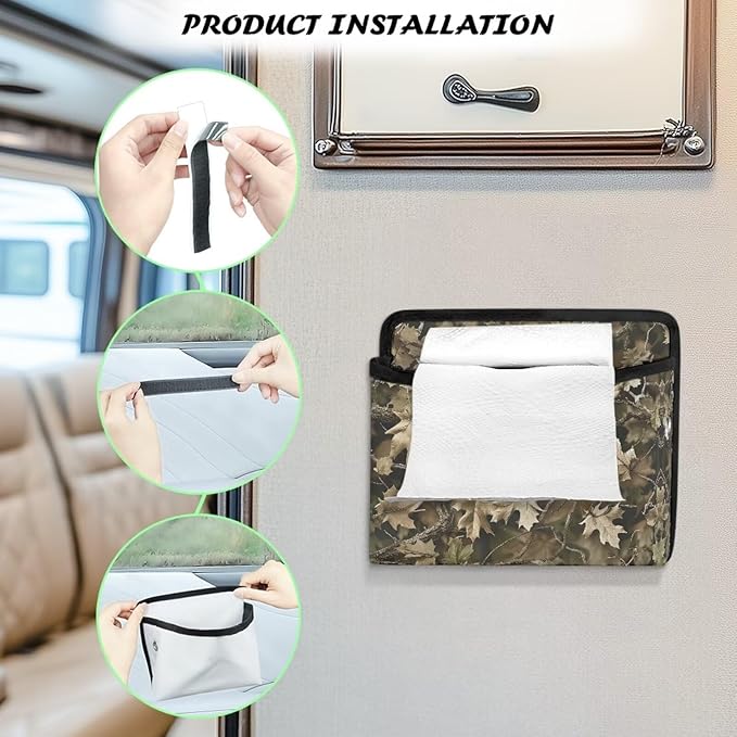 Renewold Green Hunting Camo Car Pocket Organizer Small Storage Bag for Sunglasses Keys Wallet Cell Phone Holder Auto Pouch Car Accessories Multifunction for Office Bedroom Boat Women Men Gift