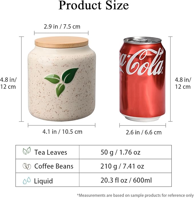 Miicol Ceramic Storage Canister with Airtight Lid, Food Storage Container, Round Tea Canister, Pantry Organizer, Kitchen Storage Jar for Coffee Bean, Flour, Pasta, Sugar, Spices, 20 fl.oz‌