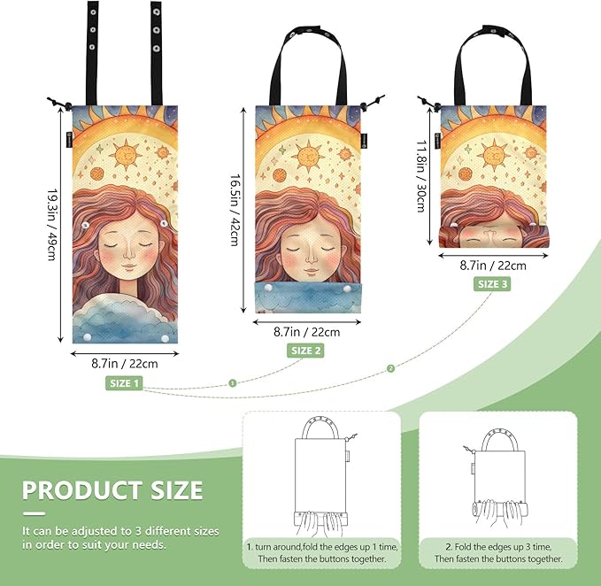 ALAZA Hanging Car Trash Bags Garbage Bag Trash Can for Back Seat Small Character 3 Washable Storage Bag Retractable 2 Pack