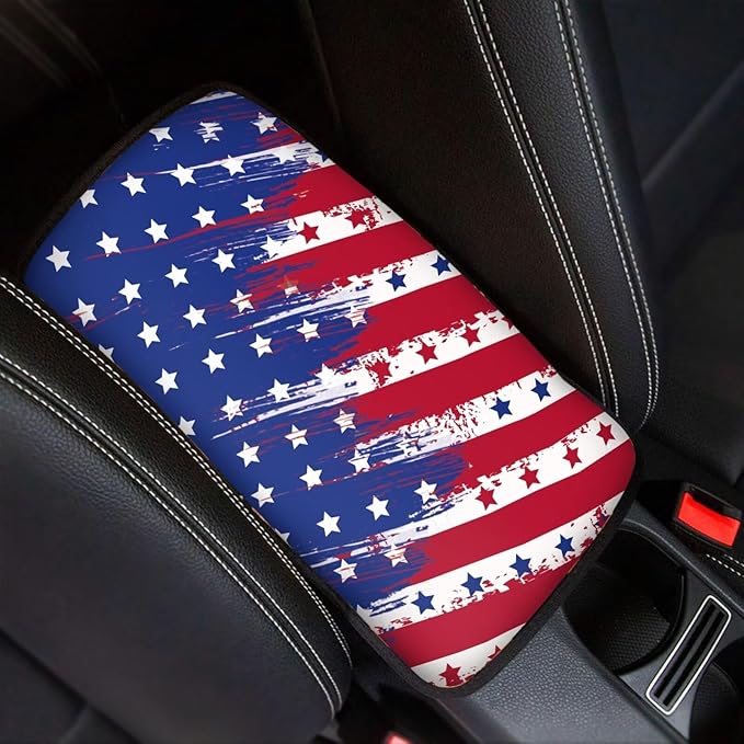 American Flag Arm Rest Cover Car Easy to Install Armrest Console Cover Protect from Pet Claws Cars Console Covers Universal Interior Accessories Cars Arm Rest Cover